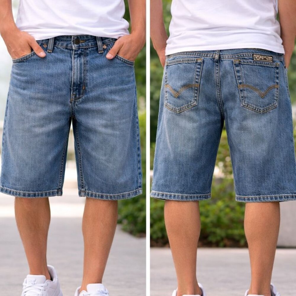 Pepe Streetwear Relaxed Fit Cotton Denim Blue Jean Shorts 38 waist near new